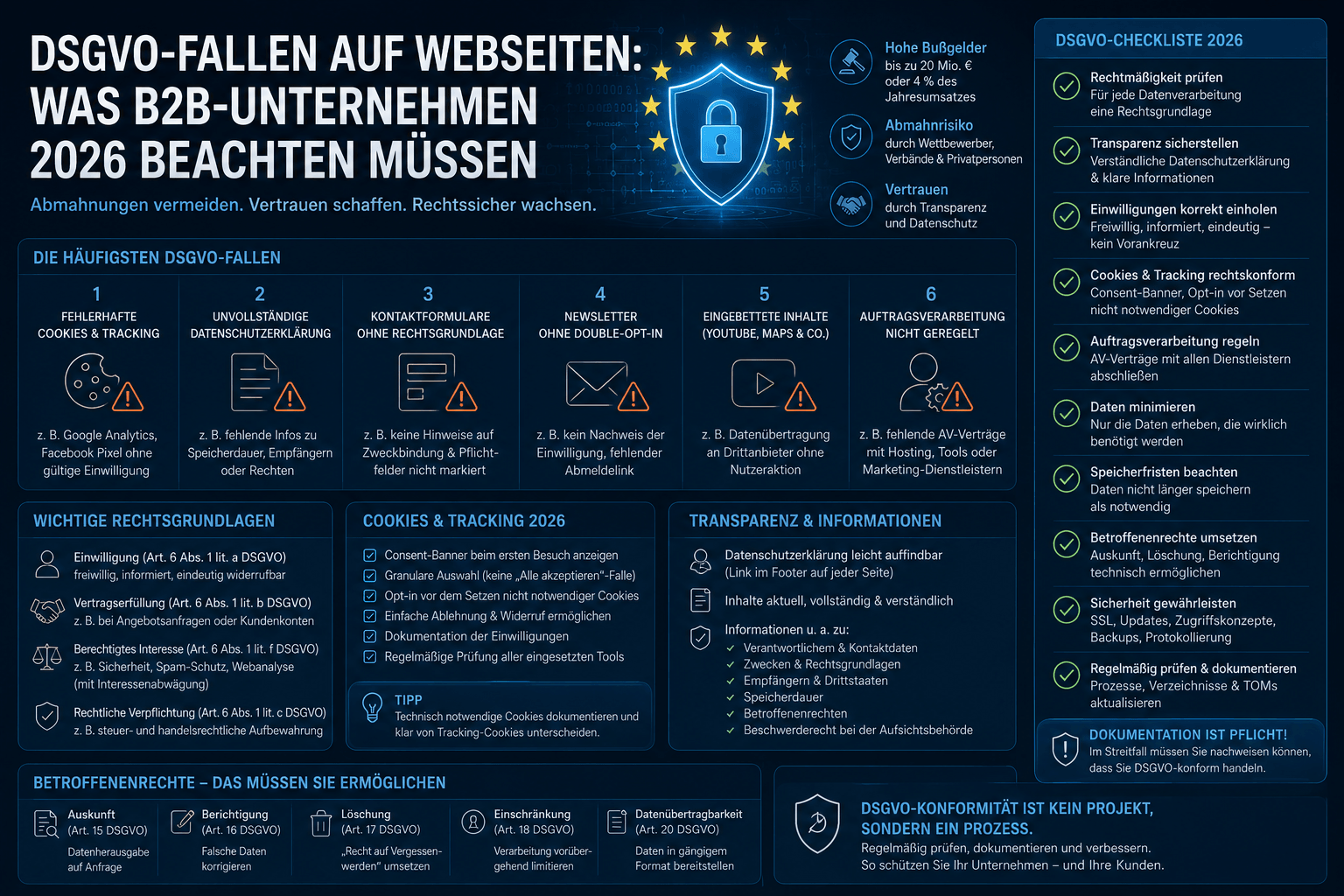 DSGVO-Fallen auf Webseiten: Was B2B-Unternehmen 2026 beachten müssen