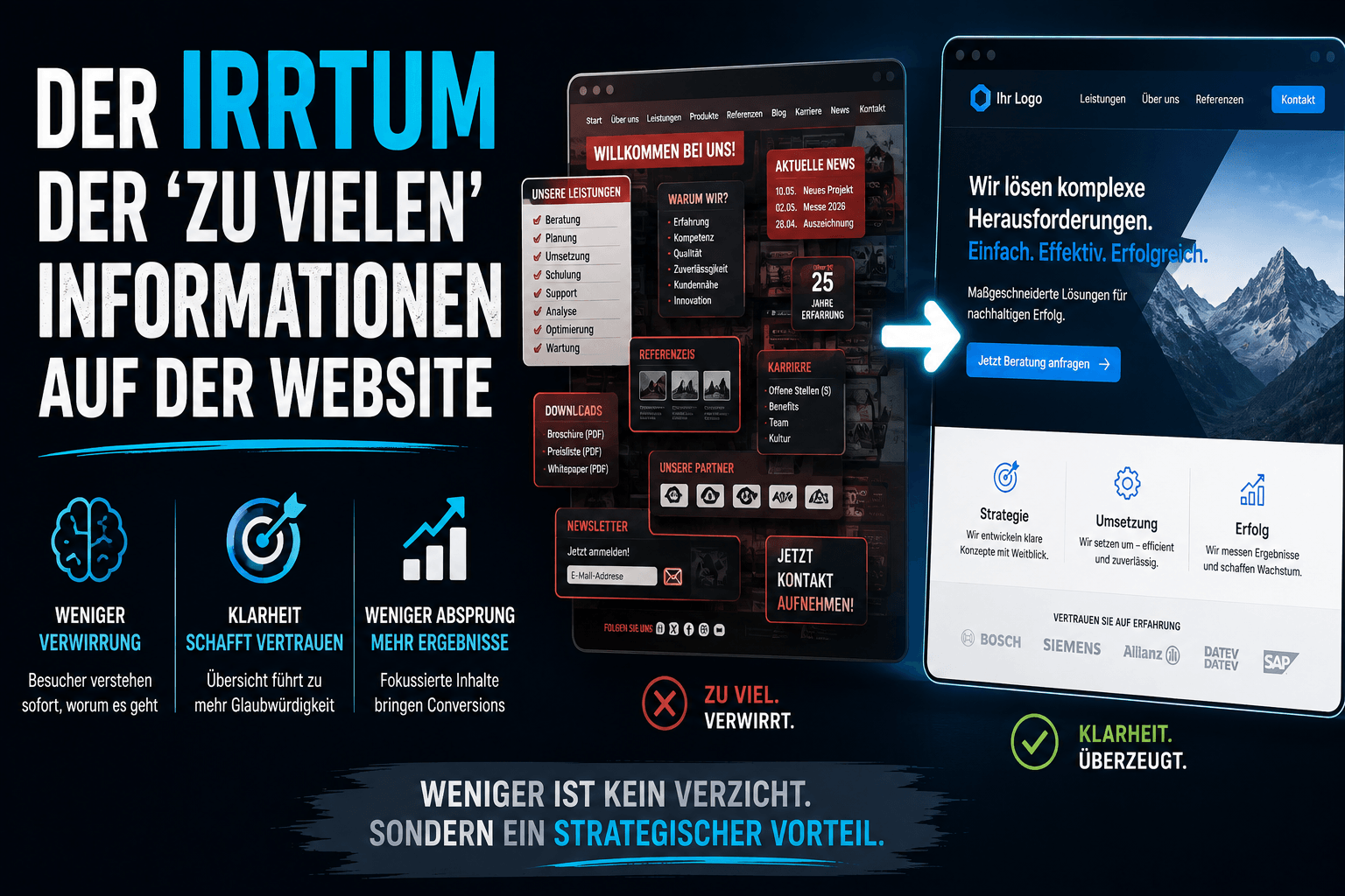 Der Irrtum der 'zu vielen' Informationen auf der Website
